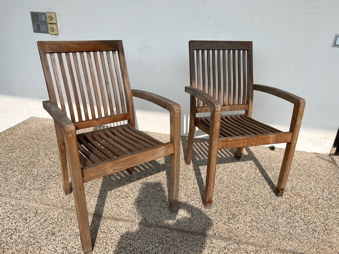 Outdoor teak chairs, Furniture & Home Living, Furniture, Chairs on