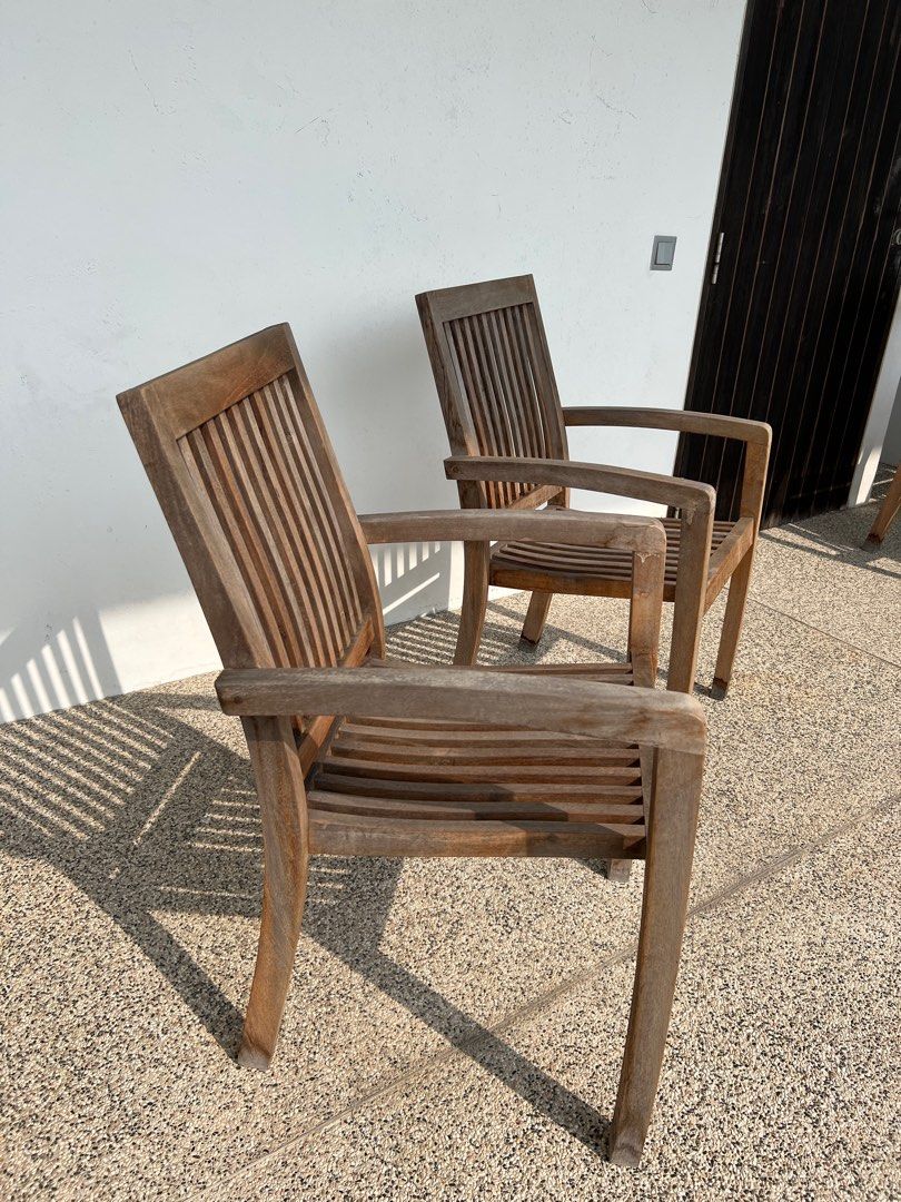 Outdoor teak chairs, Furniture & Home Living, Furniture, Chairs on