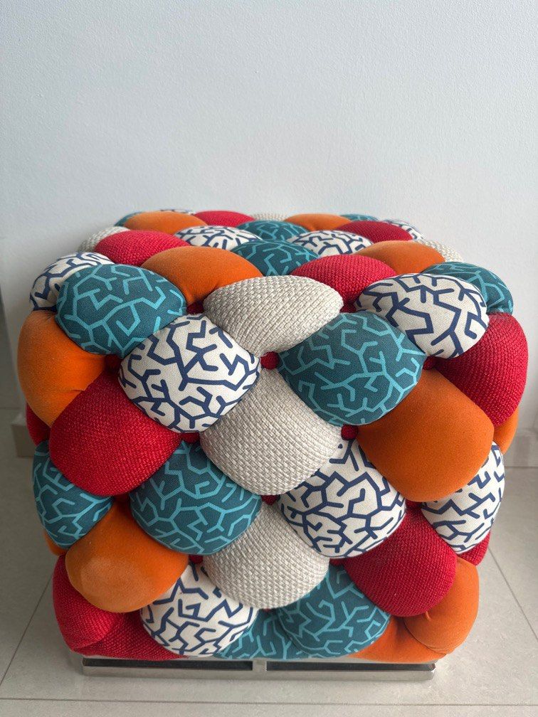 Stool (Category: Chairs) located in Singapore. Submitted by prettyflowers78 (Listing ID 1228594962, Image 1). Description: Very nice colourful patchwork stool. As good as new. Cushion is 90% new very puffy!.