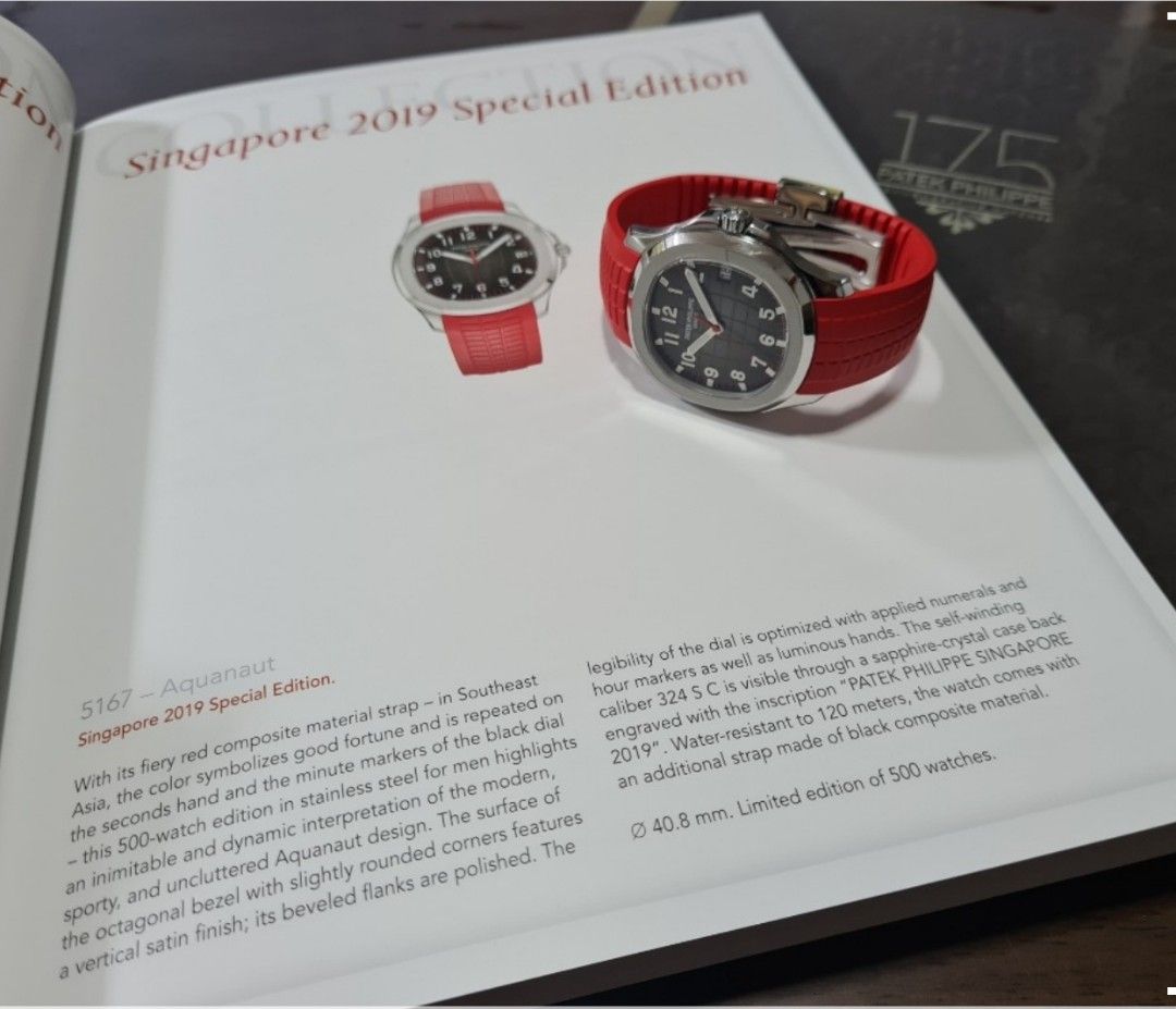 Patek Philippe 5167A-012 Limited Edition Full Set (Category: Watches) located in Singapore. Submitted by box.boss (Listing ID 1228618458, Image 2). Description: Patek Philippe 5167A-012 | Aquanaut Singapore Limited Edition Full Set ^Collection: Aquanaut ^Model reference: 5167A-012 ^Case/Size: Steel, 40.8mm ^Dial: Black ^Movement: Automatic-winding ^Functions: Date, hours, minute, seconds ^Specificity: Singapore Limited Edition ^Condition: Like ne