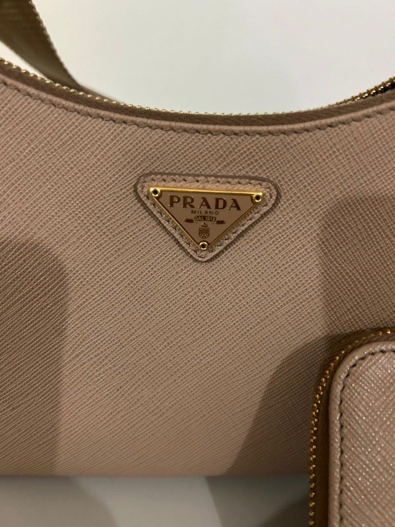 Prada Re-Edition 2005 Saffiano Leather Bag Cameo Beige in Saffiano