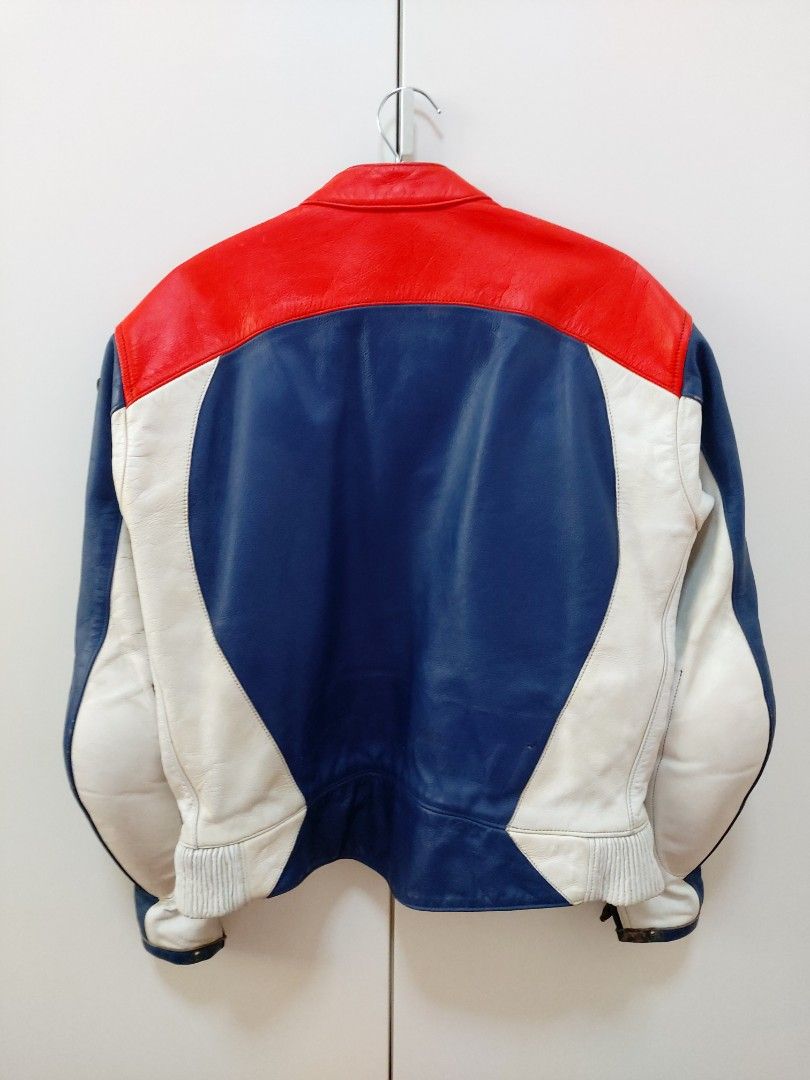 Red white and blue cheap leather jacket