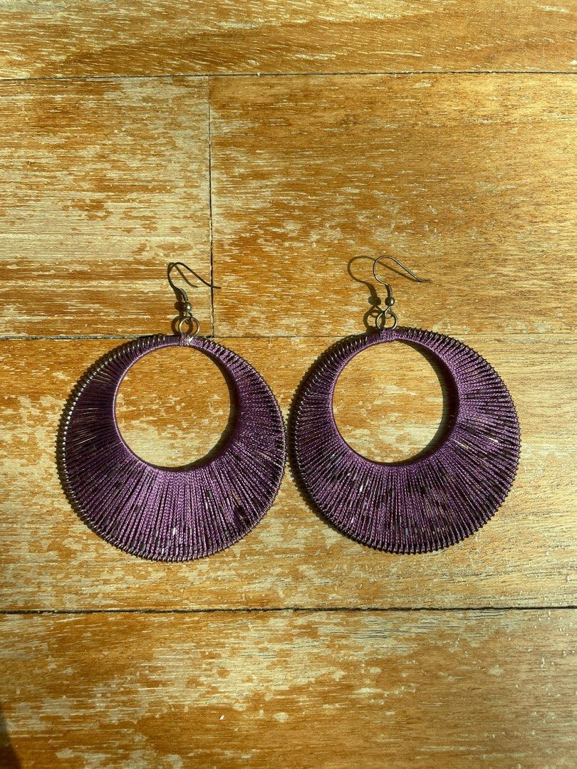 Purple hoop earrings new arrivals