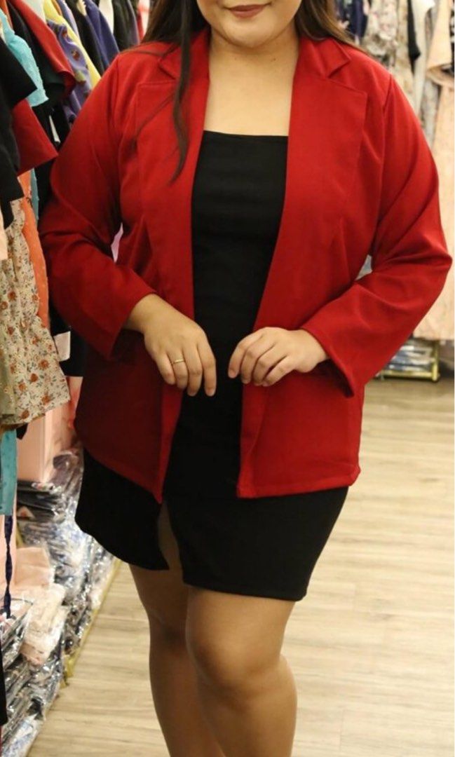 Red blazer womens plus size best sale
