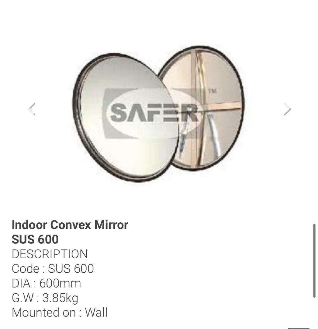 SAFER stainless steel Convex Mirror 600mm, Furniture & Home Living