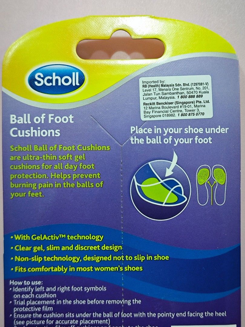 Scholl Ball of foot Cushions (1 pair), Men's Fashion, Footwear, Shoe