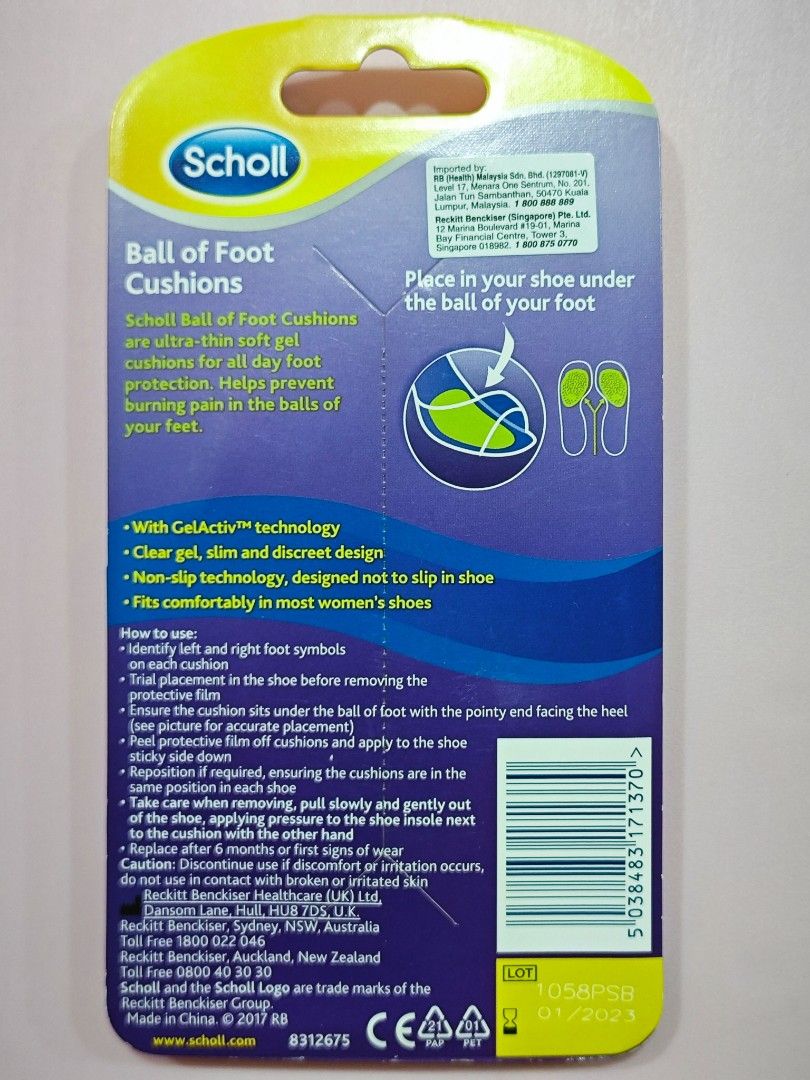 Scholl Ball of foot Cushions (1 pair), Men's Fashion, Footwear, Shoe