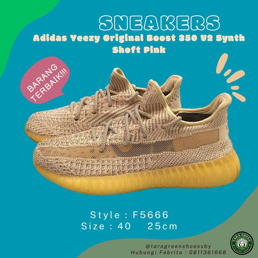 Sepatu Adidas Yeezy Original Boost 350 V2 Synth Shoft Pink F5666 Size 40