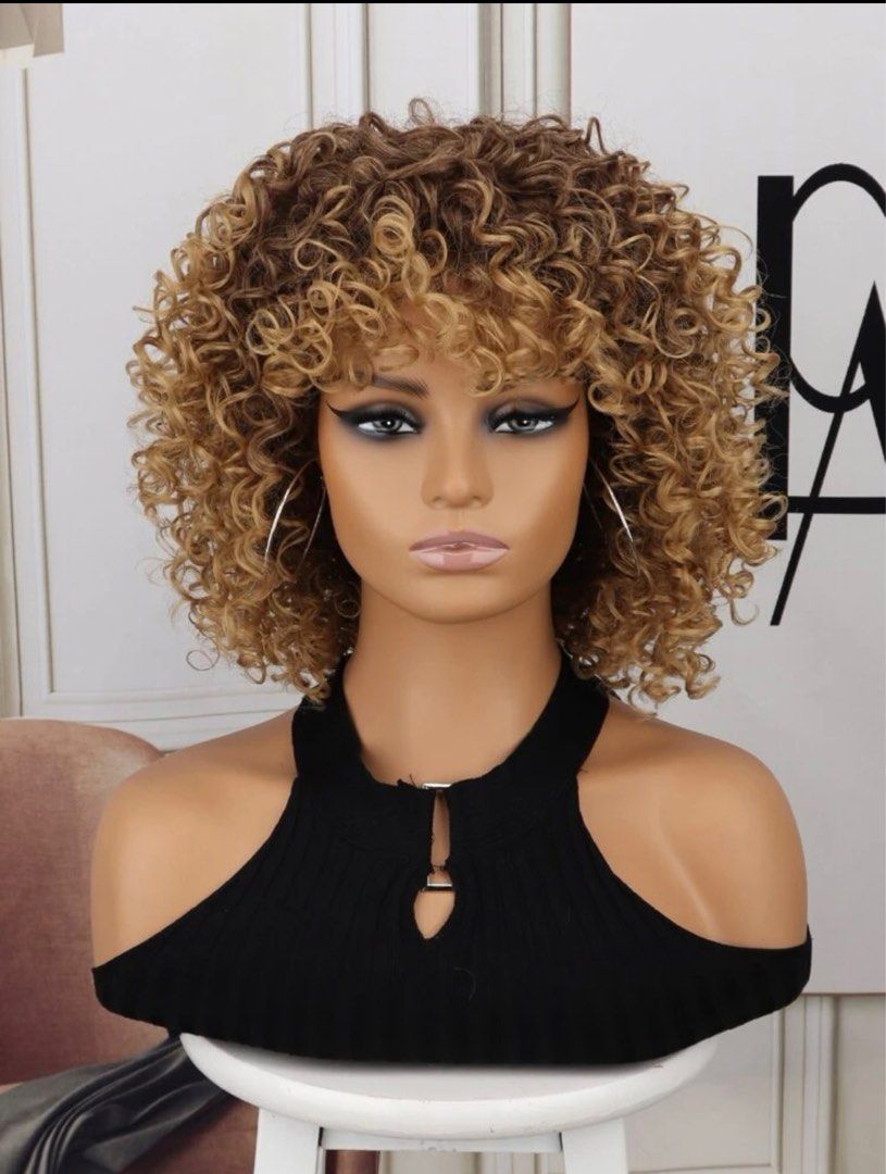 Short curly synthetic wigs deals