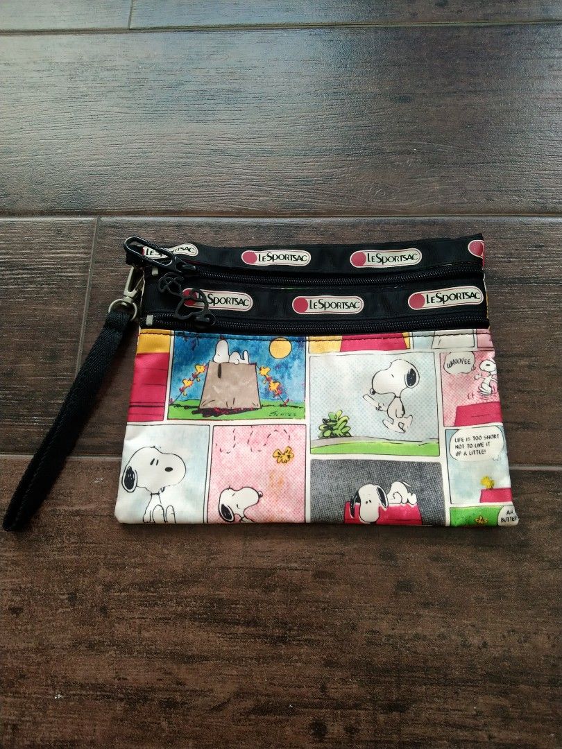 Snoopy leSportsac zipped pouch, Women's Fashion, Bags & Wallets, Purses