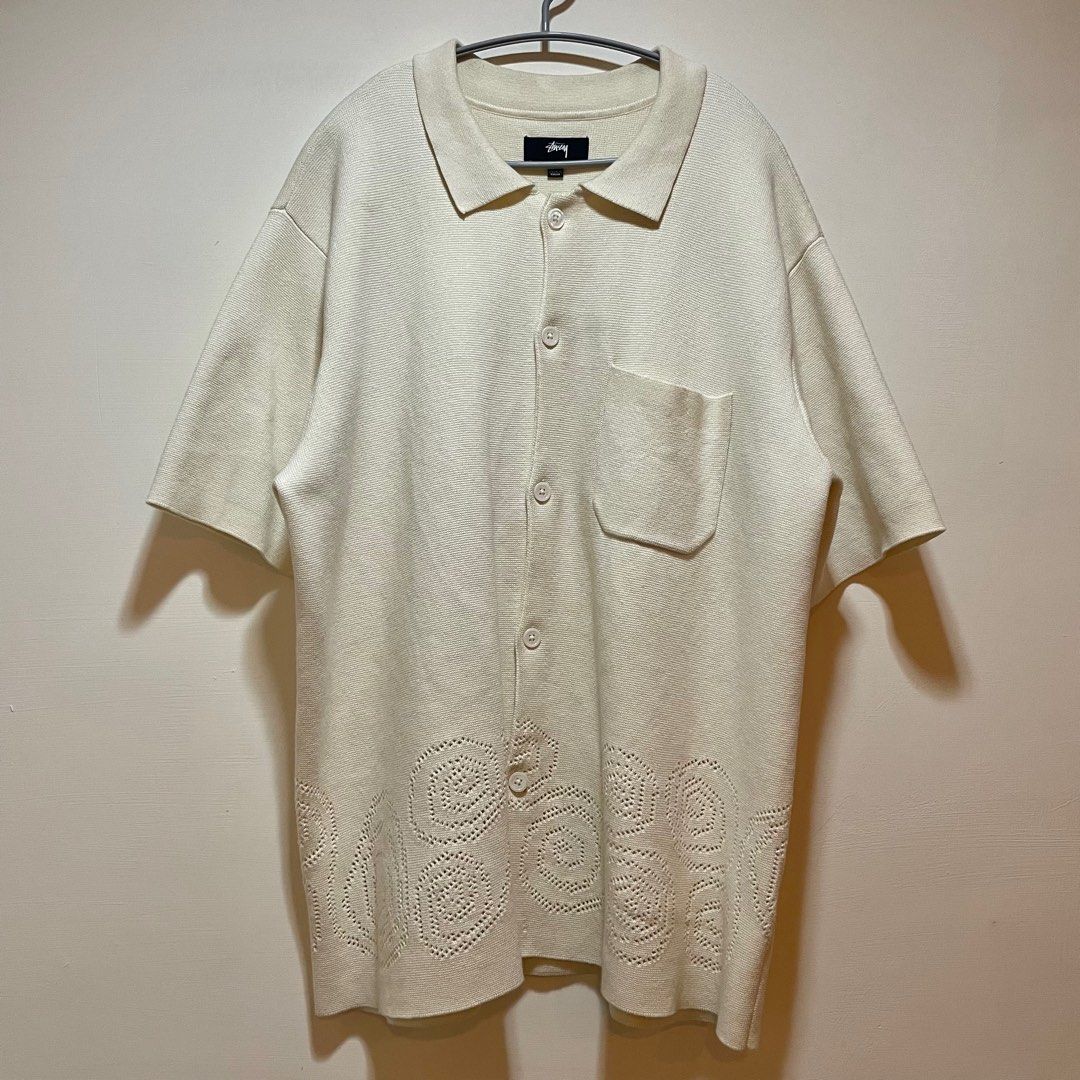 Stussy - Perforated Swirl Knit Shirt 針織短襯衫, 他的時尚, 上身及