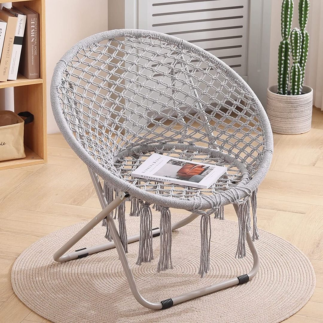 Tiita Handmade Knitted Mesh Saucer Chairs Metal Frame Oversized