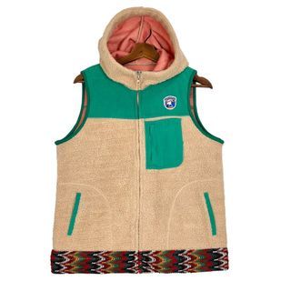 Titicaca Sleeveless Zipper Hoodie Fleece Vest Jacket Beige Size Large