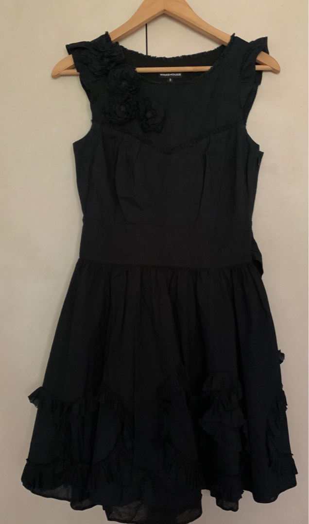 Robe Noire Warehouse Pour Femme - Taille 16 - Style Crayon, Sans Manches, En Coton - Bon état
