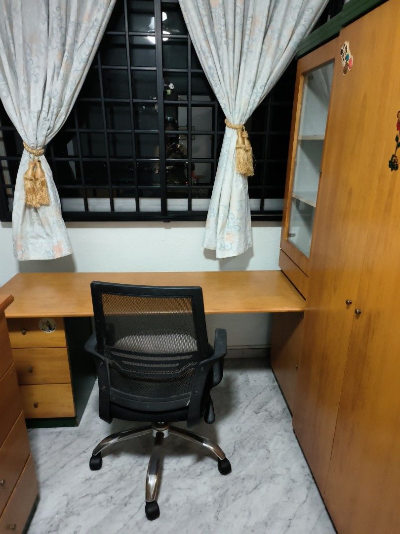 Whole set come with chest of drawers, dressing table, study table with