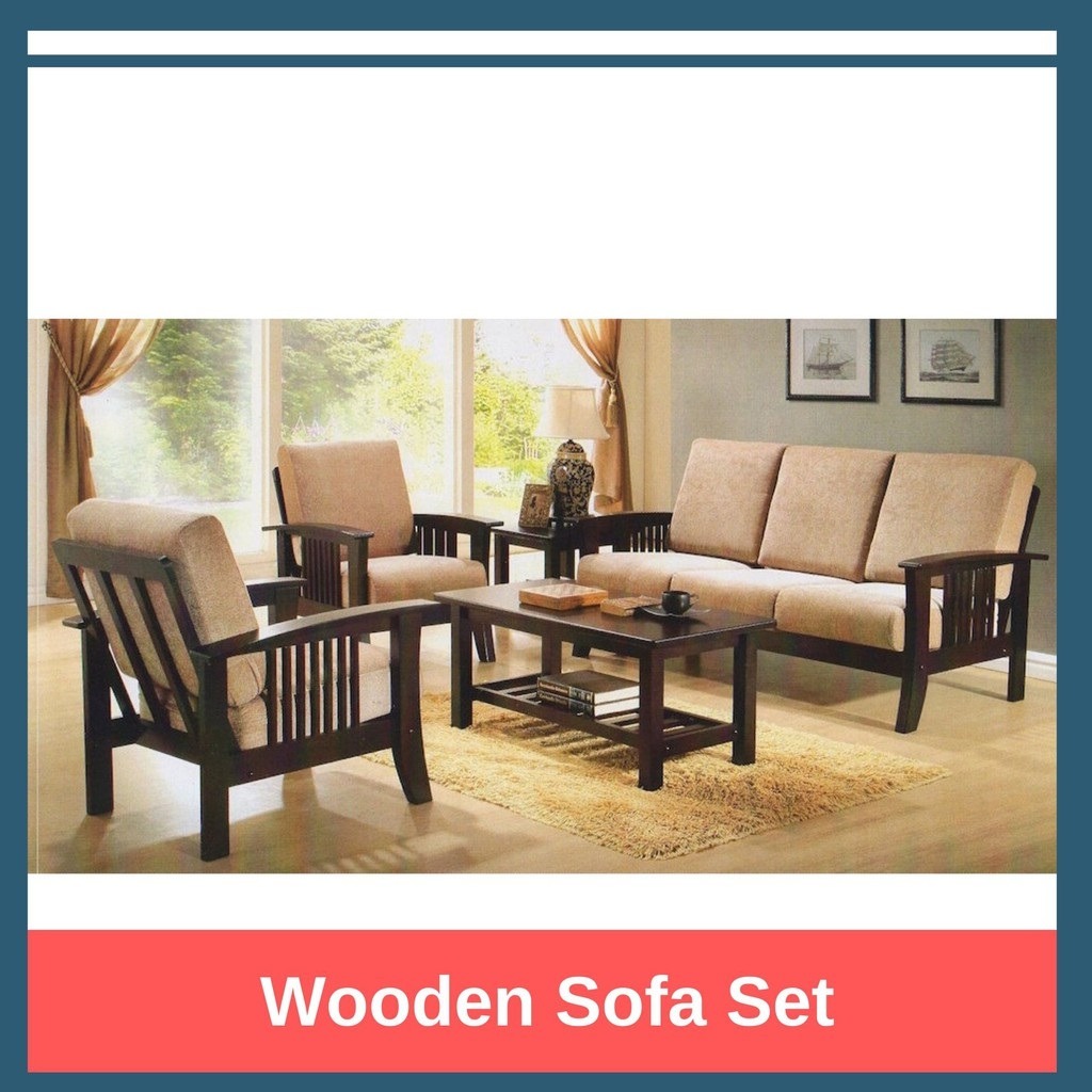 Wooden Sofa Set Fabric Covers, Furniture & Home Living, Furniture