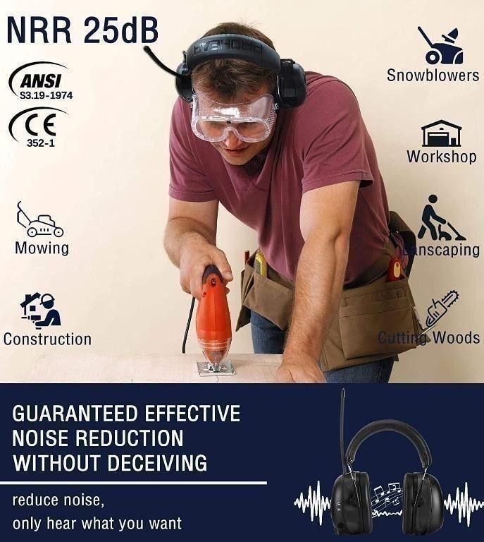 X4228 Headphones PROHEAR 033 Bluetooth FM/AM Radio Hearing with  Rechargeable Battery, 25dB NRR Safety Noise Reduction EarMuffs, 48H  Playtime for Mowing, Work Shops, Snowblowing, Audio, Headphones  Headsets  on Carousell