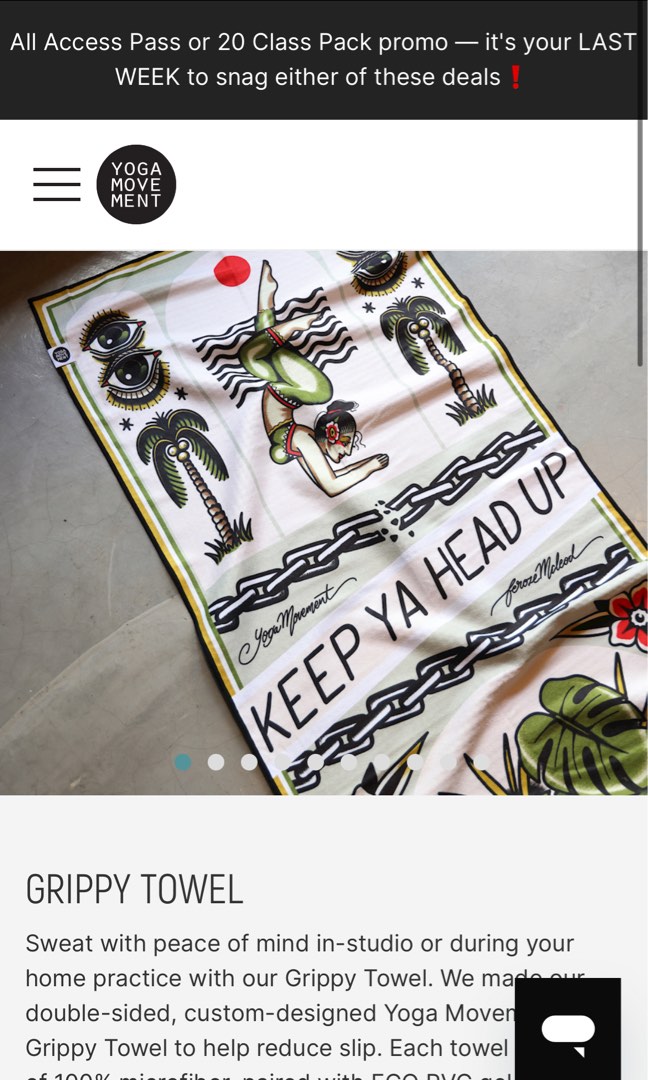 Yoga Movement limited edition Feroze McLeod grippy towel, Sports Equipment, Exercise & Fitness