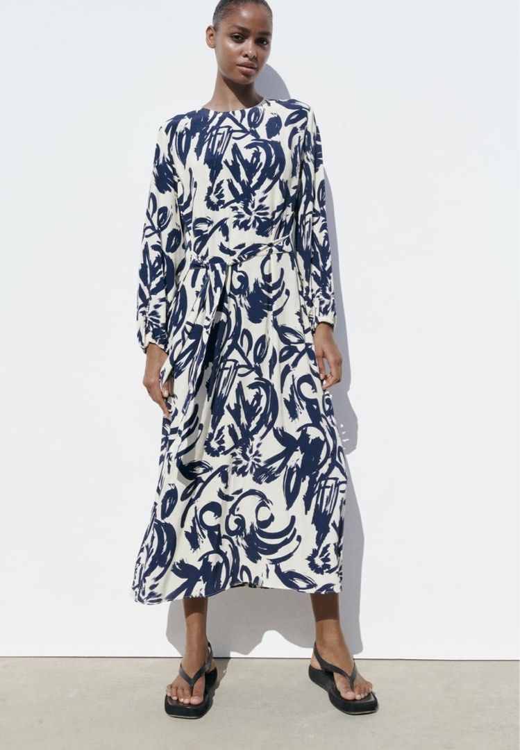 Zara white clearance printed dress