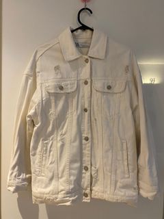 Zara oversize white denim jacket XS