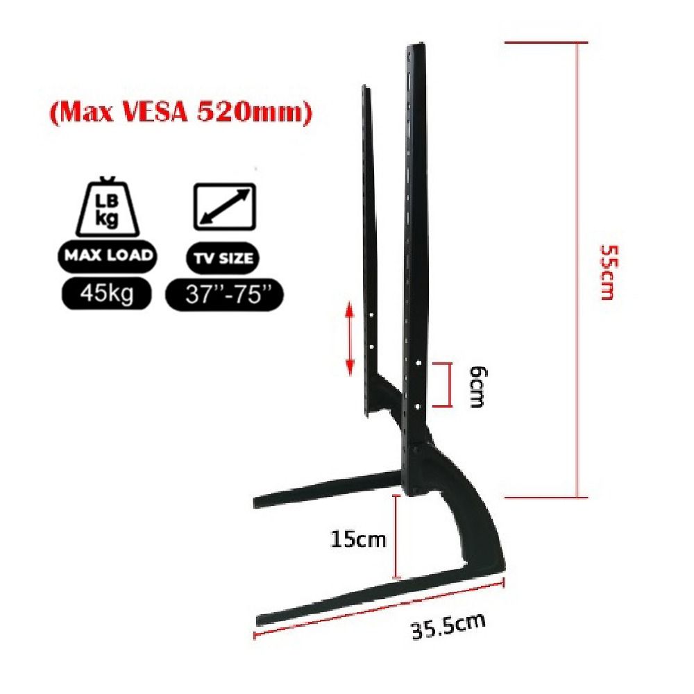 3775 Inch Adjustable TV Stand Tabletop Mount Universal Max 45KG Leg