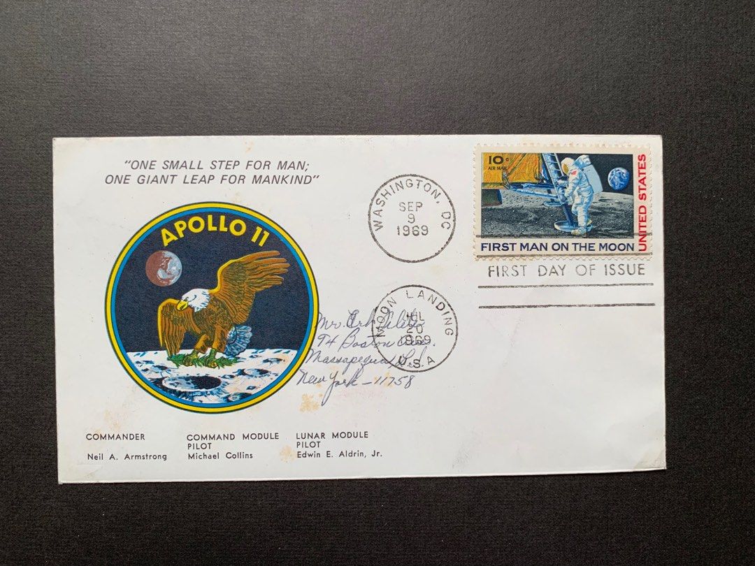 🎉郵票首日封🎉 阿波羅美國宇航局宇航員簽名親筆封面信封1969年美國太空人首日封簽名+ 加蓋封面, 興趣及遊戲, 收藏品及紀念品, 郵票及印刷品-