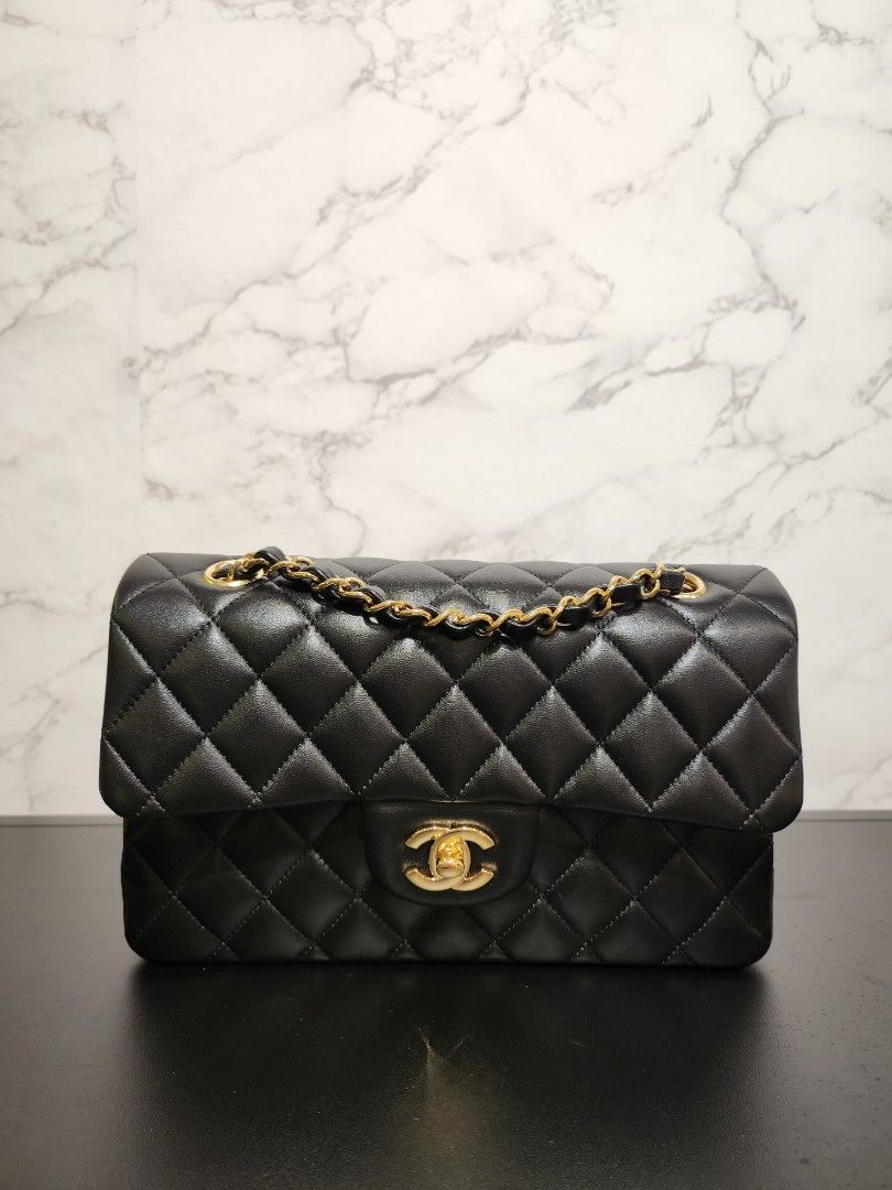 Chanel Classic Medium Double Flap 21A Light Brown/Caramel Quilted Caviar  with light gold hardware.