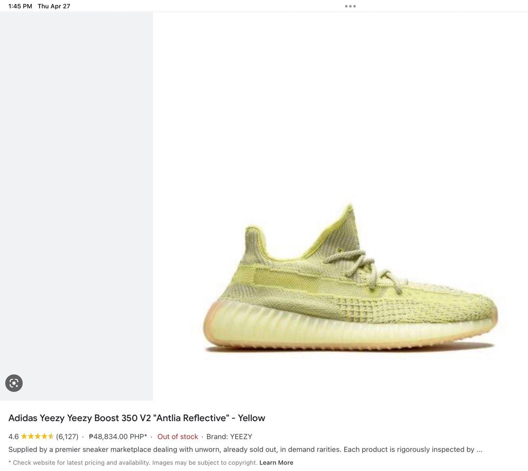 Adidas Yeezy Boost 350 V2 Antlia Reflective (Category: Sneakers) located in Quezon. Submitted by aicitelfalcis (Listing ID 1228780068, Image 3). Description: Adidas Yeezy Boost V2 Antlia Reflective Size 7US Women .