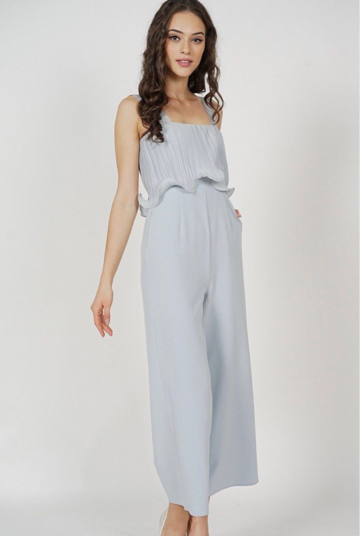 Pleated overlay sales jumpsuit