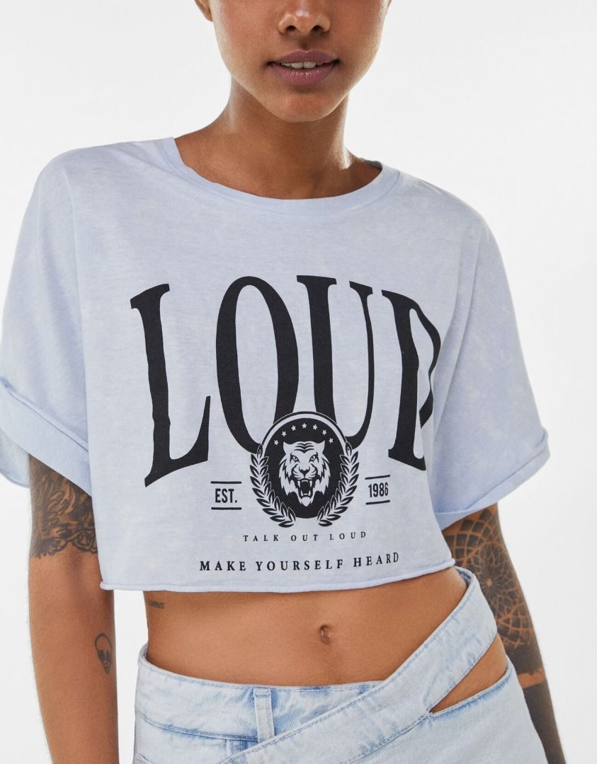SHEIN EZwear Enjoy Yourself Graphic Cropped Tee