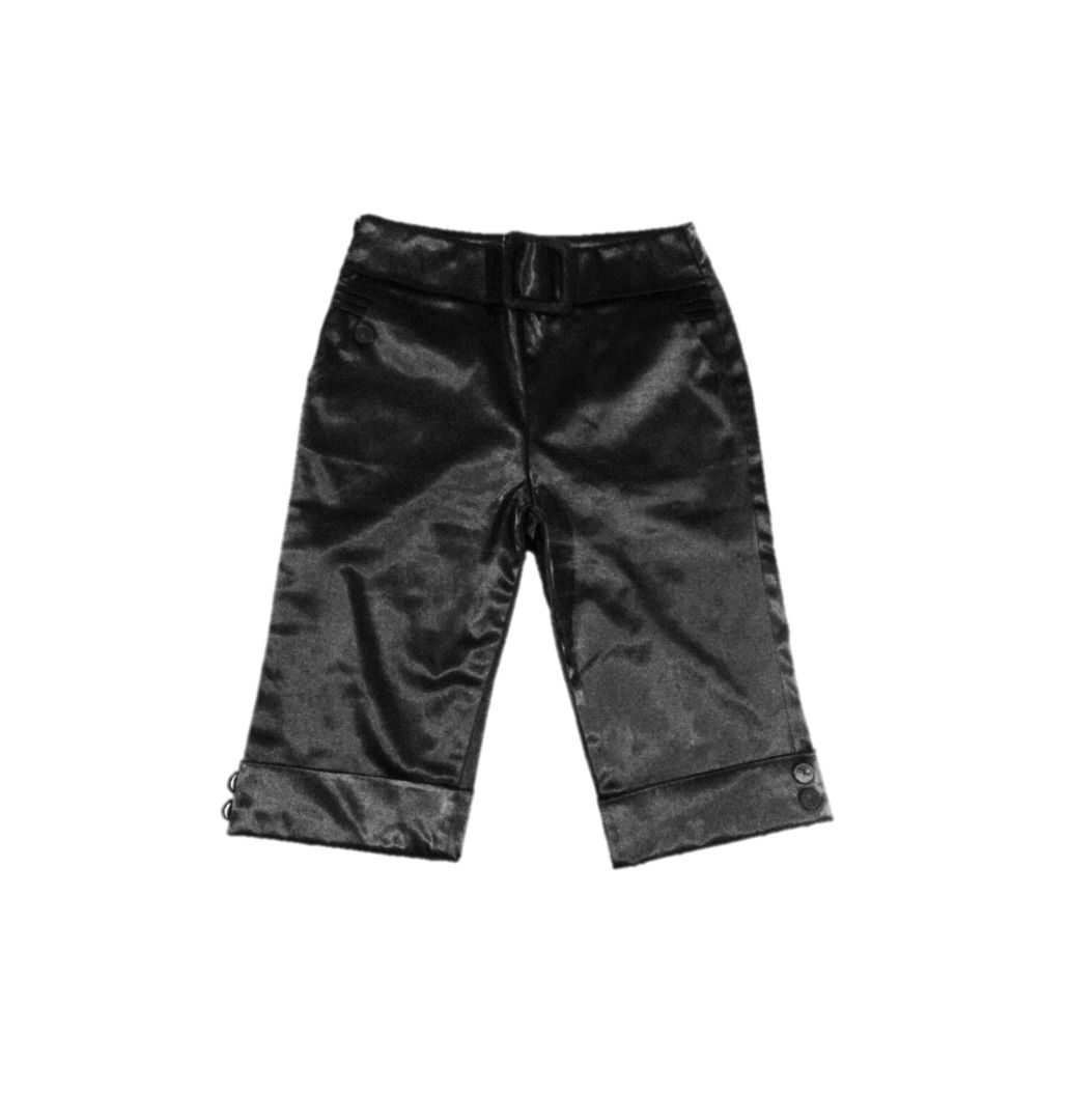 black silk satin material shorts with front pockets, Women's Fashion