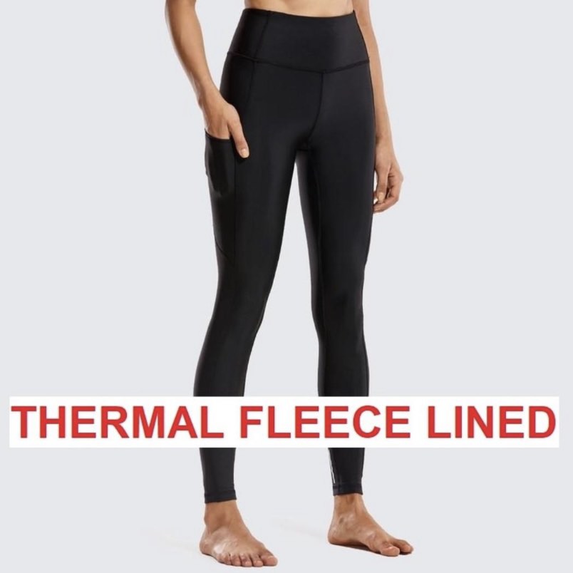 BNWT] CRZ YOGA: Thermal Fleece Lined Leggings / Yoga Pants with Side Pockets  in Black