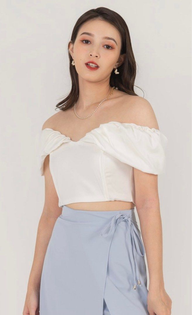 bonia off shoulder corset top in white Women s Fashion Tops
