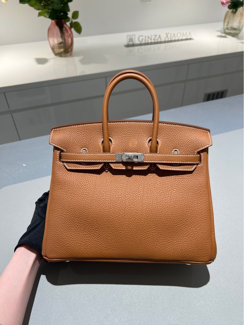 Ginza Xiaoma - Birkin 25 in Etoupe Togo leather with Gold