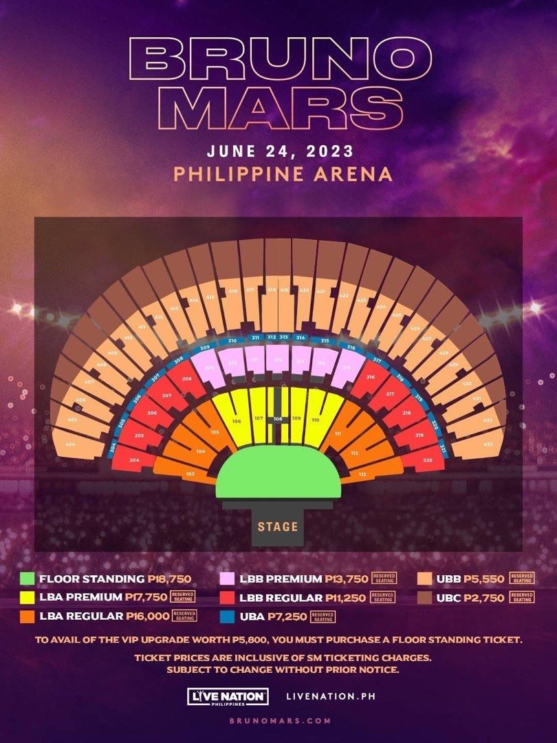 ‼️BELOW SRP‼️ Bruno Mars PH Arena FLOOR STANDING , Tickets