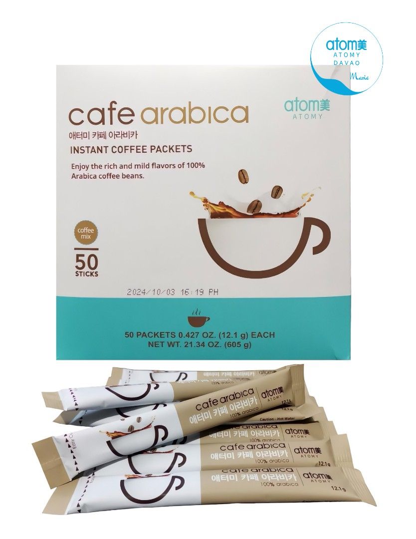 Cafe Arabica (Category: Other Food & Drinks) located in Davao. Submitted by mariepres (Listing ID 1228877311, Image 1). Description: Atomy's Cafe Arabica coffee is more than just a beverage – it's a sensory experience. From the first whiff of its tantalizing aroma to the last sip of its smooth flavor, it's sure to delight your senses. Don't wait, ORDER NOW and experience it for yourself! 1 box (50 sticks).