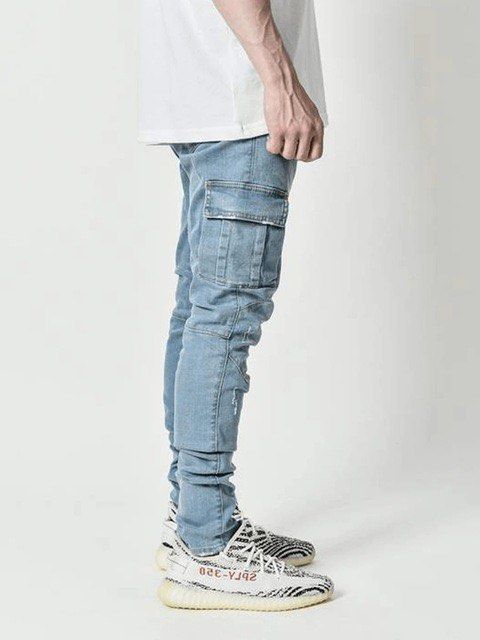 Pacsun light indigo denim hot sale cargo joggers