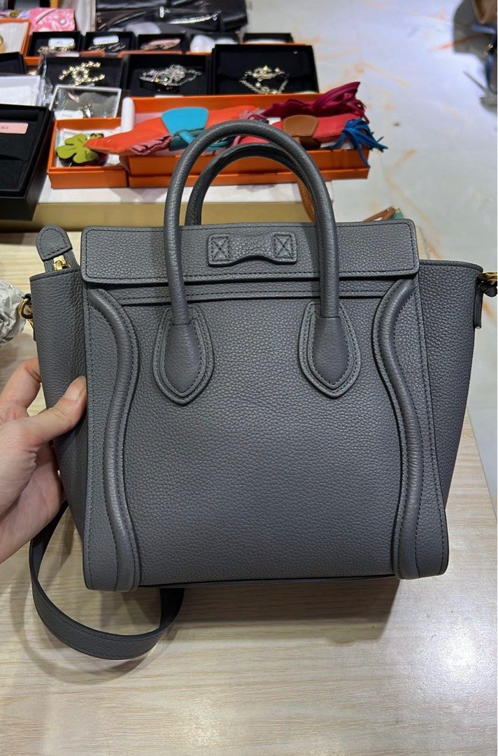 1000% AUTH! NEW CELINE Nano Kohl Stone Grey Luggage Bag Tote