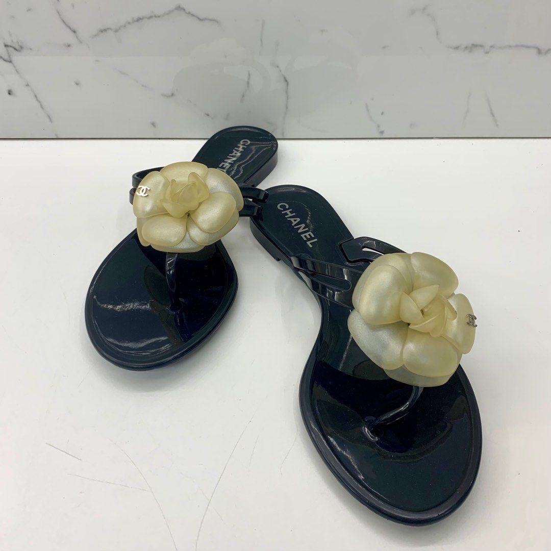 Chanel black jelly sandals outlet