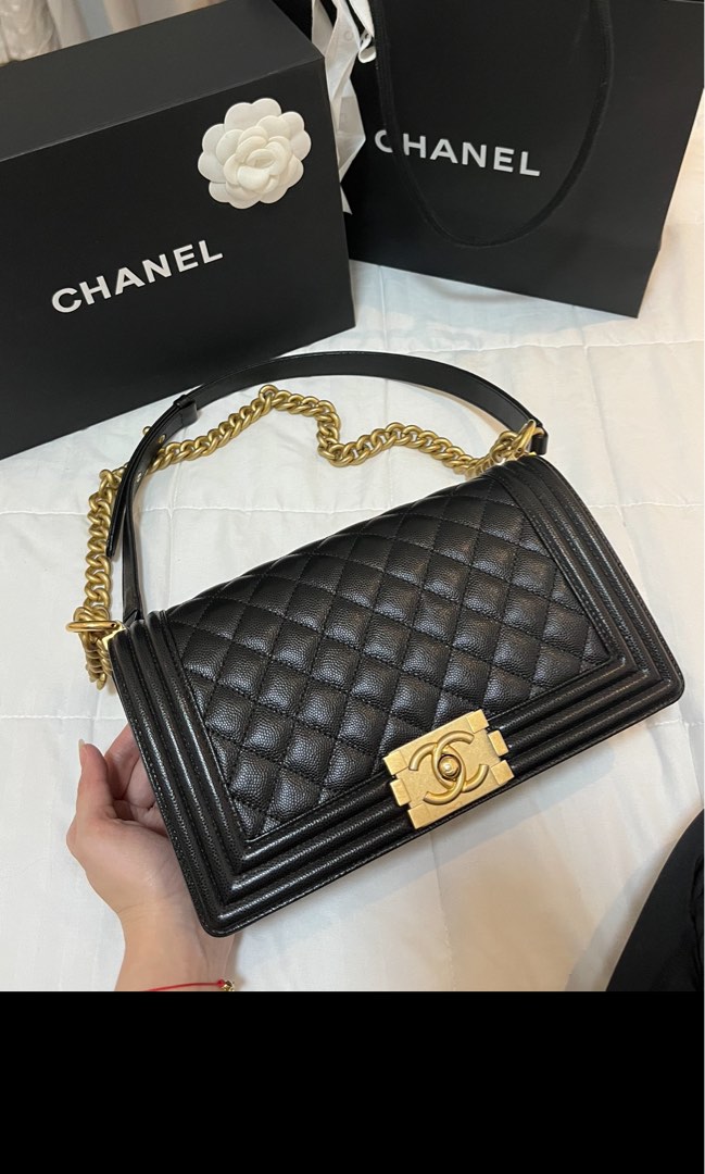 Chanel Le boy Old Medium Caviar in Aged Goldhardware!Rush on Carousell