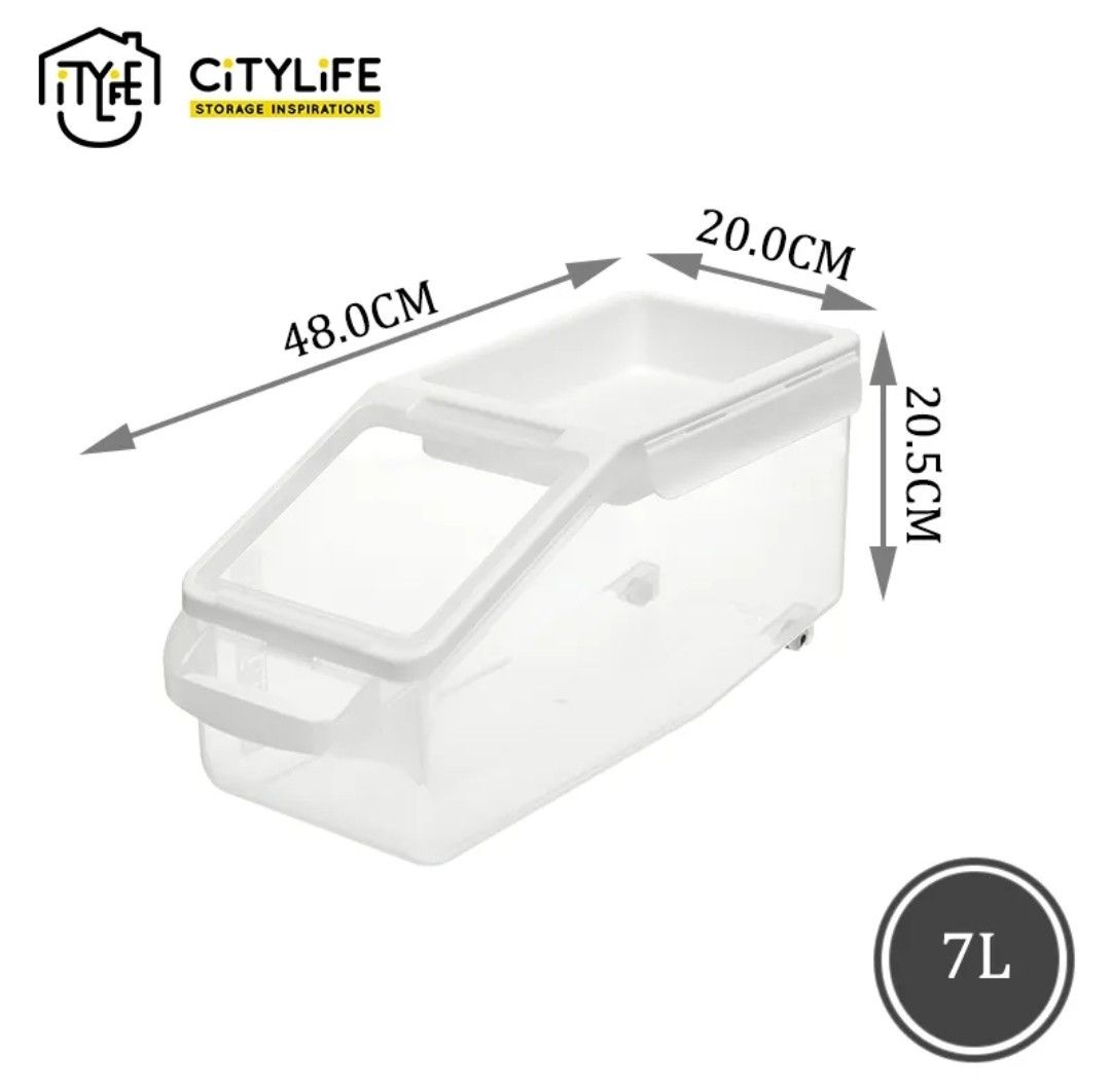 Citylife Rice Container with Front Flap - 7L( Comes with free measuring ...