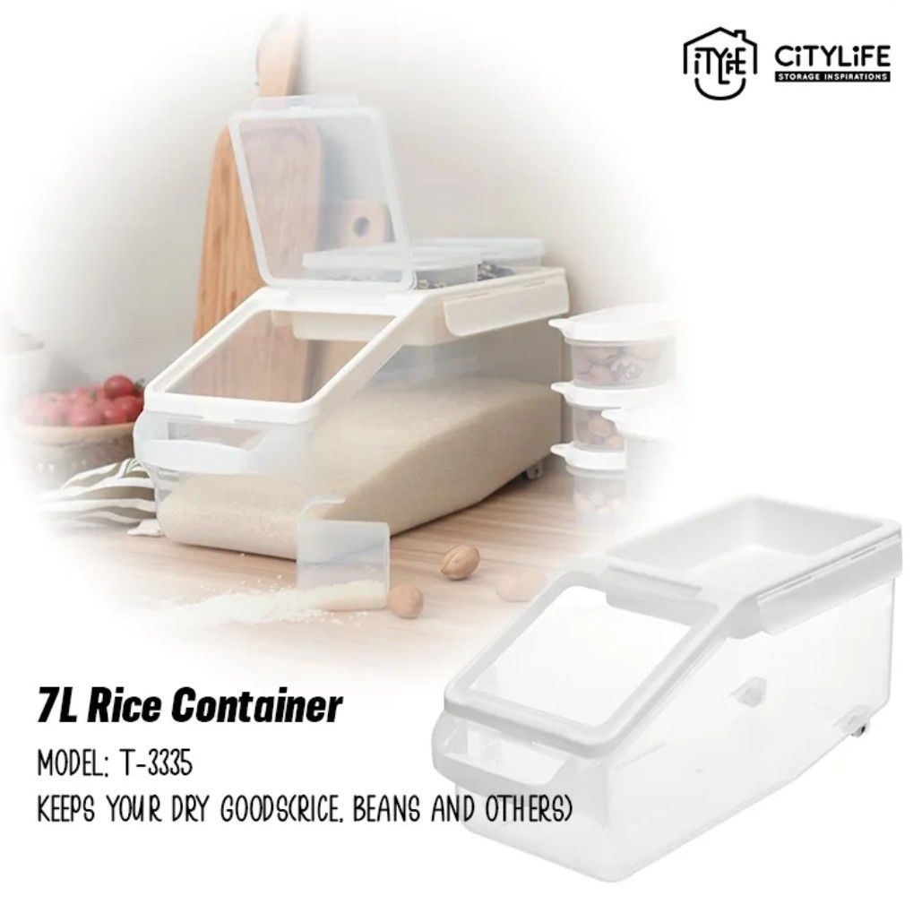 Citylife Rice Container with Front Flap - 7L( Comes with free measuring ...