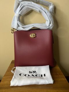 NWT Coach C3766 Willow Bucket Bag In Colorblock Cherry Leather Crossbody
