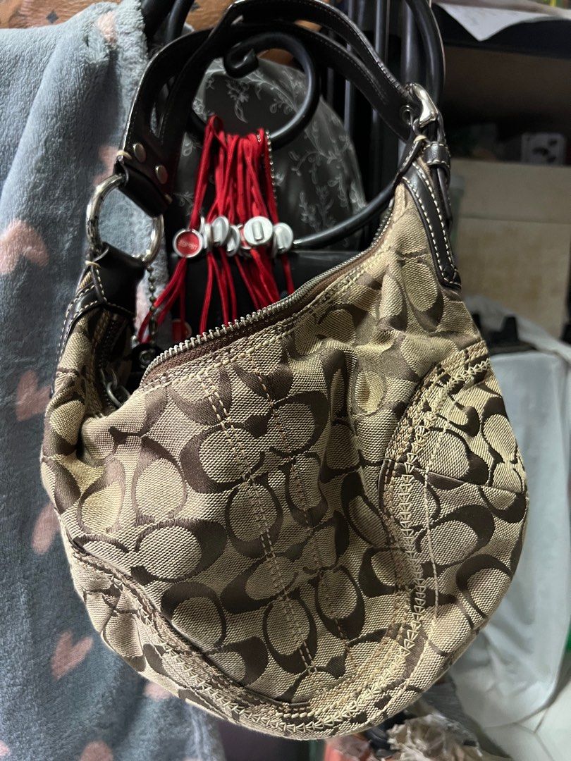 Real leather clearance coach hobo bag