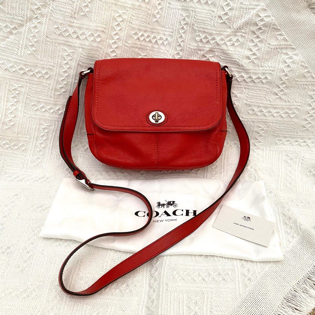 Coach Twist Lock Satchel Red Crossbody Sling
