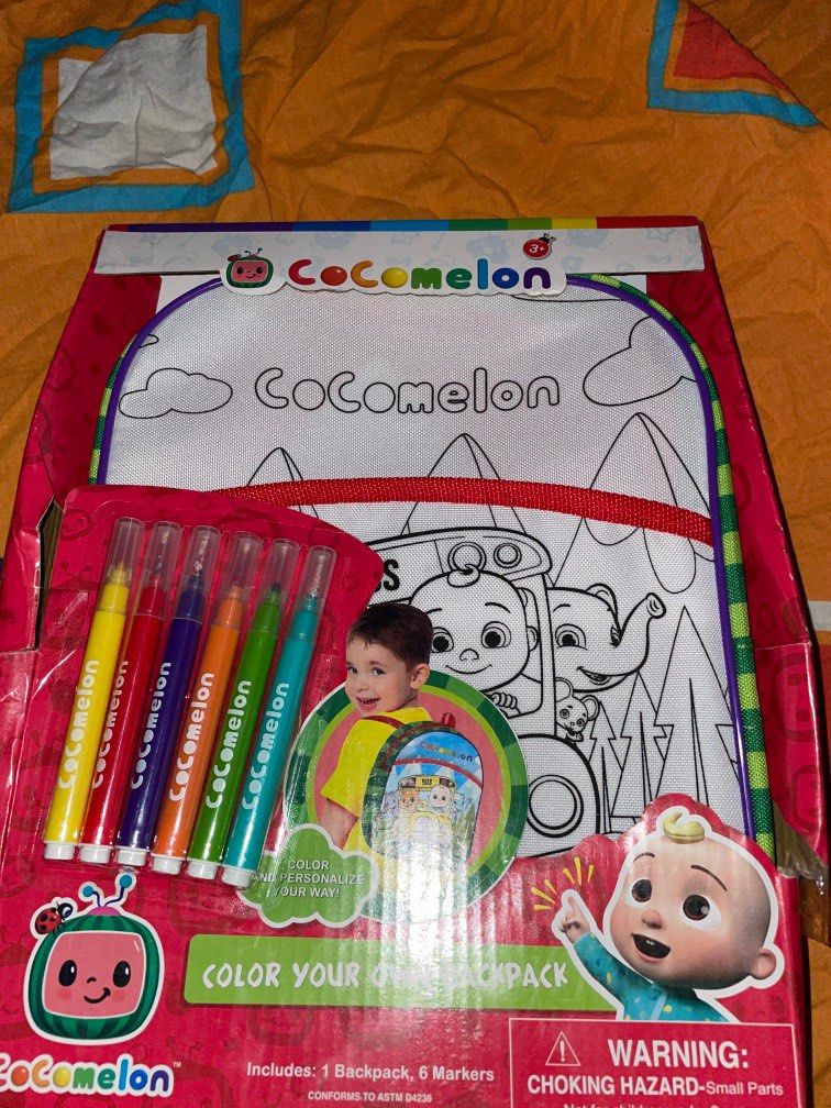 Cocomelon Color Your Own Backpack, Babies & Kids, Babies & Kids Fashion ...
