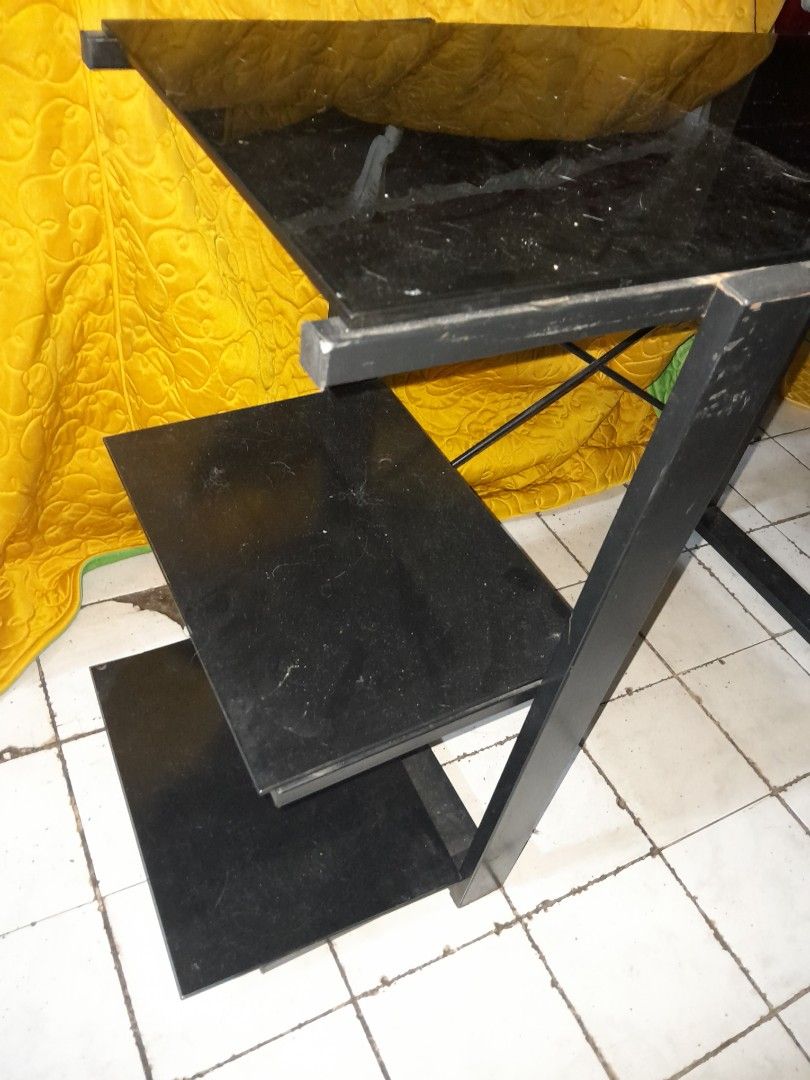 Computer glass table, Furniture & Home Living, Office Furniture