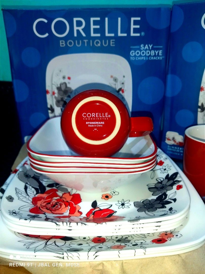 CORELLE SQUARE CHELSEA ROSE SET BY 16PC (Category: Dinnerware & Cutlery) located in Manila. Submitted by JBAL.GEN.MDSE (Listing ID 1136704189, Image 2). Description: ⭐ CORELLE BOUTIQUE CHELSEA ROSE ⭐ ✨4PC DINNER PLATES ✨4PC DESSERT PLATES ✨4PC BOWLS ✨4PC MUGS ⭐ ₱ 4,800.00 ONLY ⭐ ✨ ₱ 4,500.00 EACH MIN OF 2 BOXES 📌 🆓 FREE DELIVERY METRO MANILA ONLY.