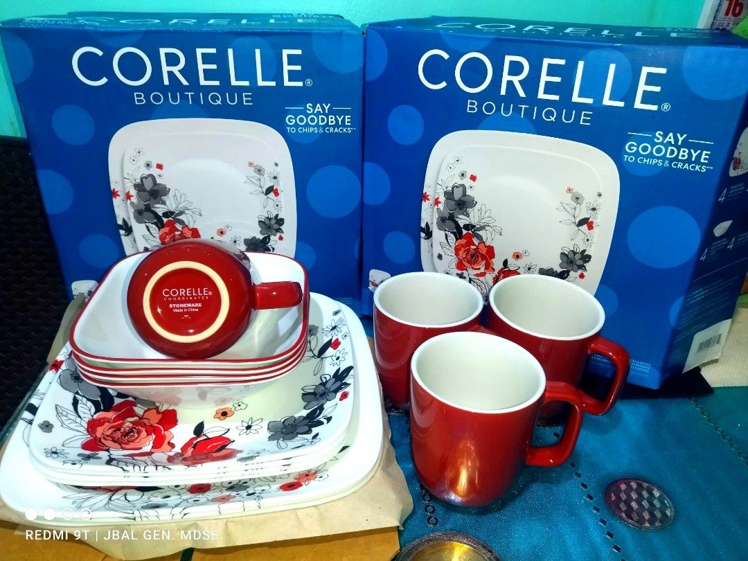CORELLE SQUARE CHELSEA ROSE SET BY 16PC (Category: Dinnerware & Cutlery) located in Manila. Submitted by JBAL.GEN.MDSE (Listing ID 1136704189, Image 3). Description: ⭐ CORELLE BOUTIQUE CHELSEA ROSE ⭐ ✨4PC DINNER PLATES ✨4PC DESSERT PLATES ✨4PC BOWLS ✨4PC MUGS ⭐ ₱ 4,800.00 ONLY ⭐ ✨ ₱ 4,500.00 EACH MIN OF 2 BOXES 📌 🆓 FREE DELIVERY METRO MANILA ONLY.