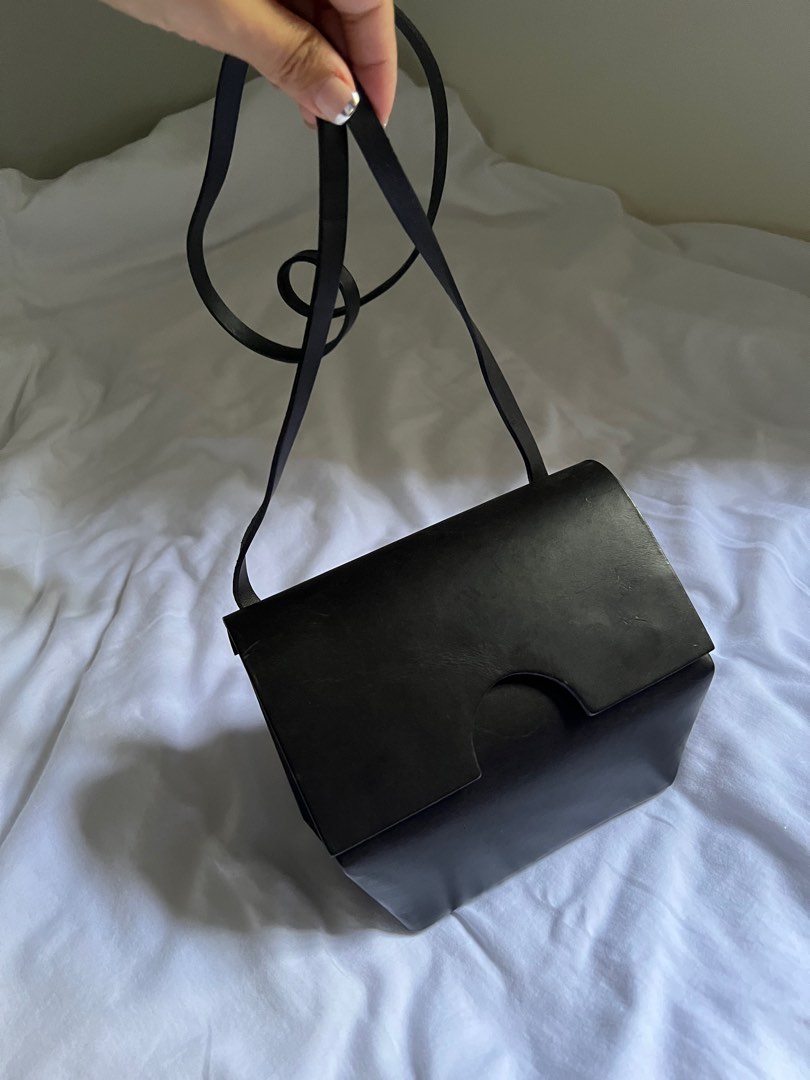 Cos black leather bag top